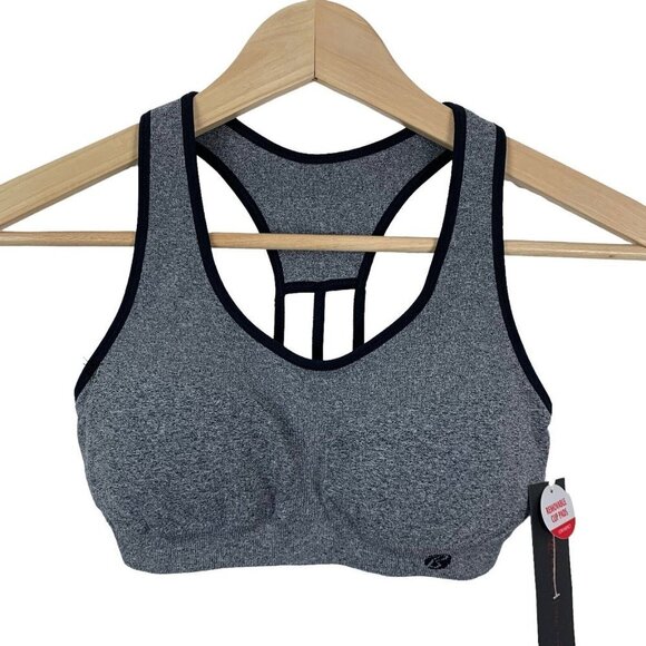 BallyTotal Fitness Sports Bra Small Heathered Gray Racerback Removable Pads NEW - Picture 1 of 5
